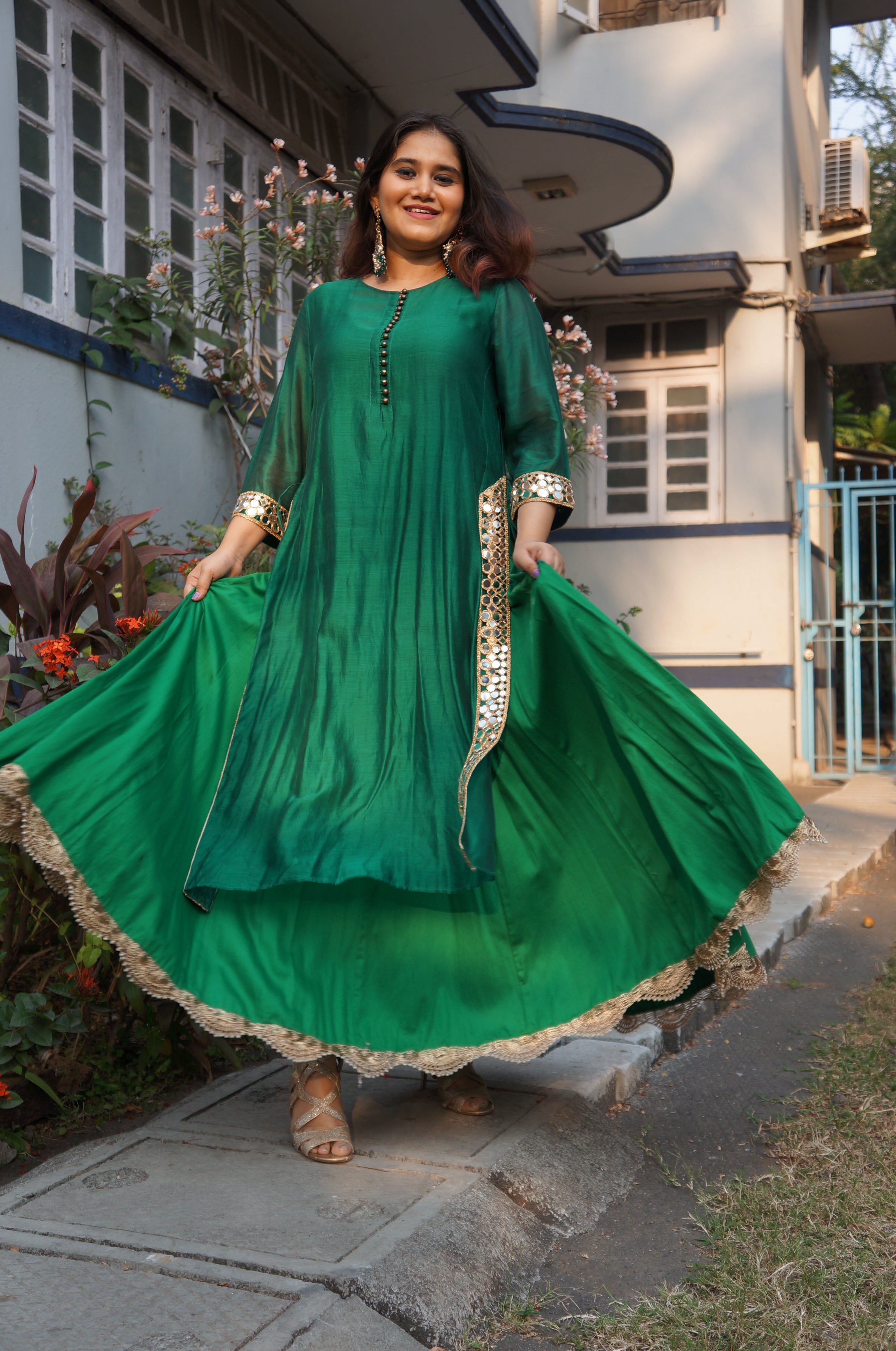 Amazing Green Color Viscose Valve Embroidery And Sequence Work Gown Wi –  vastracloth